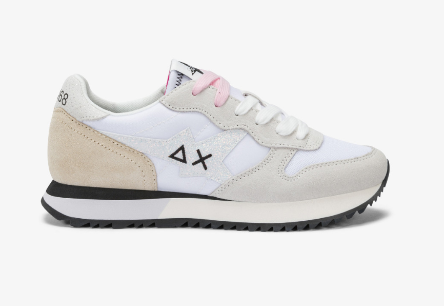 SNEAKERS IN TESSUTO E PELLE BIANCO