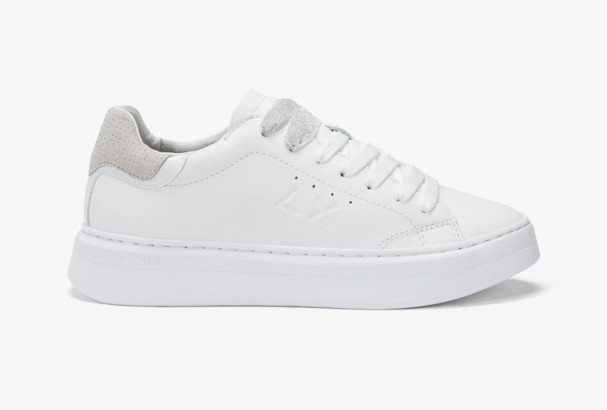 SNEAKERS IN TESSUTO E PELLE BIANCO BIANCO