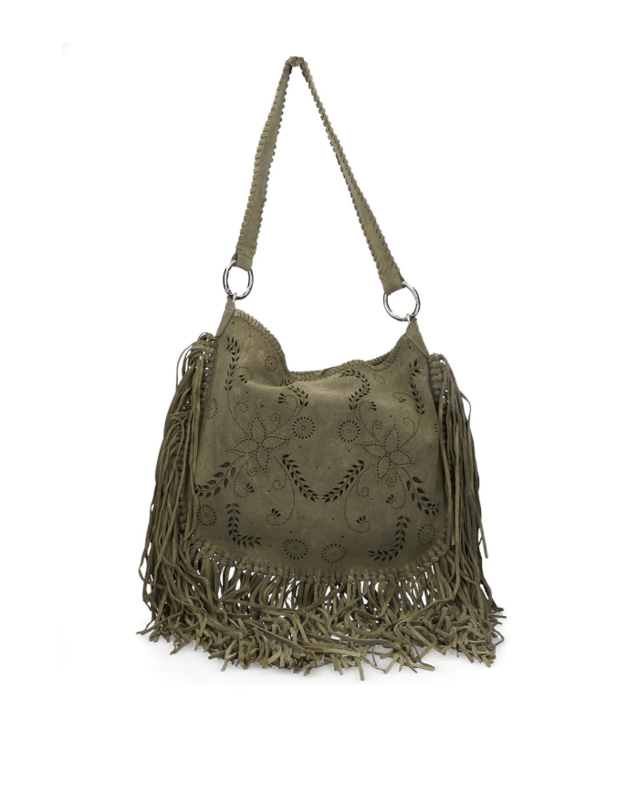 BORSA IN CAMOSCIO CON FRANGE - ACCESSORI - Due Piedi