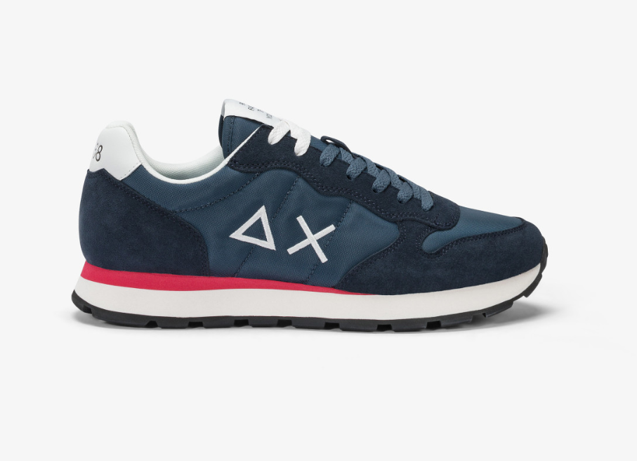SNEAKERS IN TESSUTO E PELLE NAVY BLUE