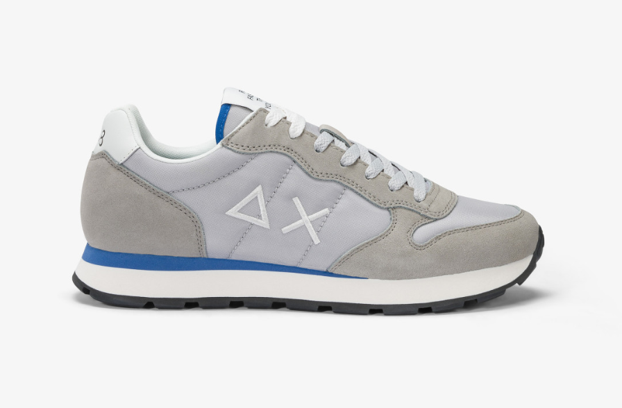 SNEAKERS IN TESSUTO E PELLE GRIGIO