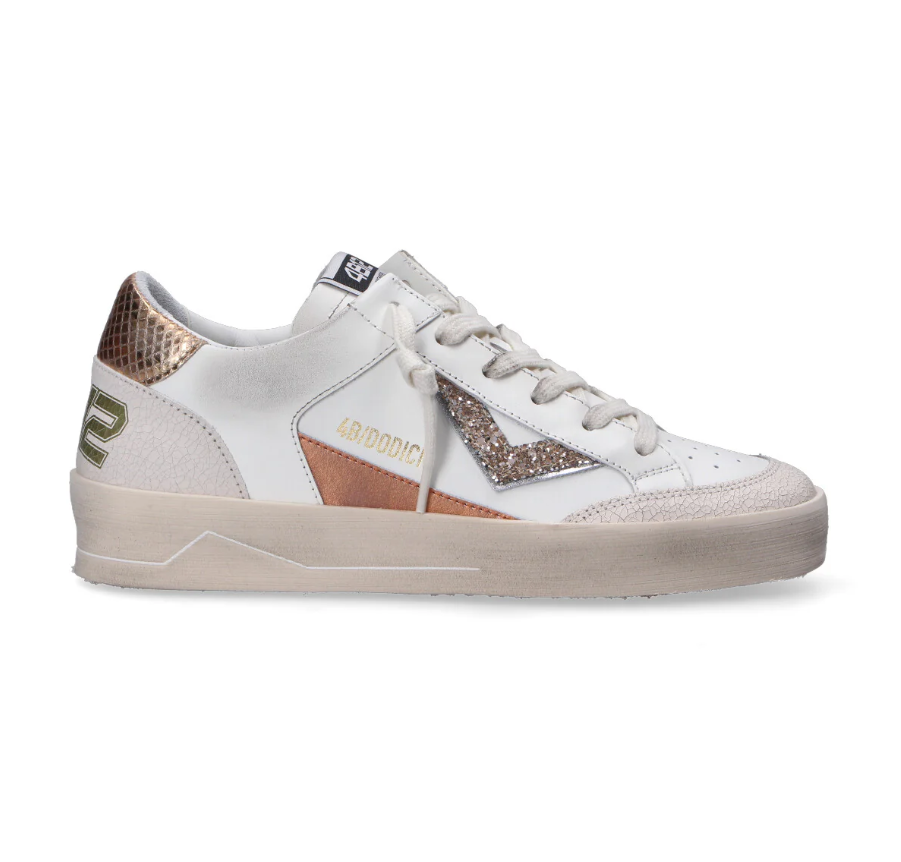 SNEAKERS IN PELLE BIANCO PEACH