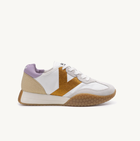 SNEAKERS IN TESSUTO E PELLE WHITE ORANGE LILLA