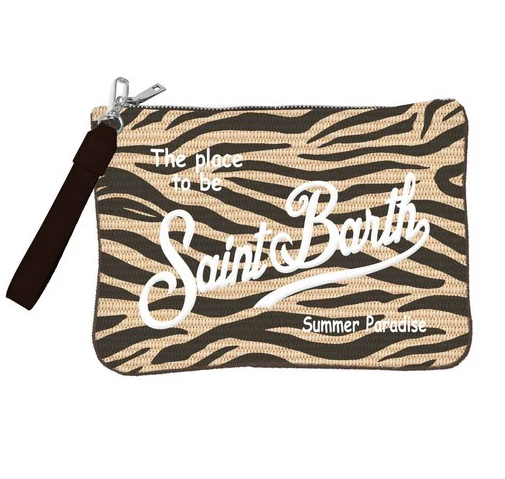 POCHETTE IN RAFFIA ZEBRA