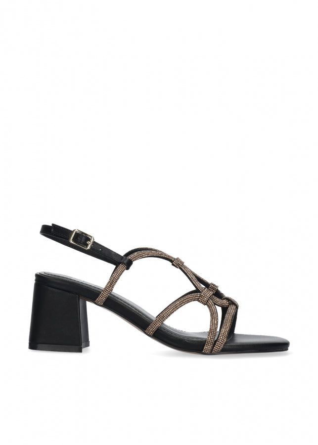 SANDALO CON STRASS MARRONE