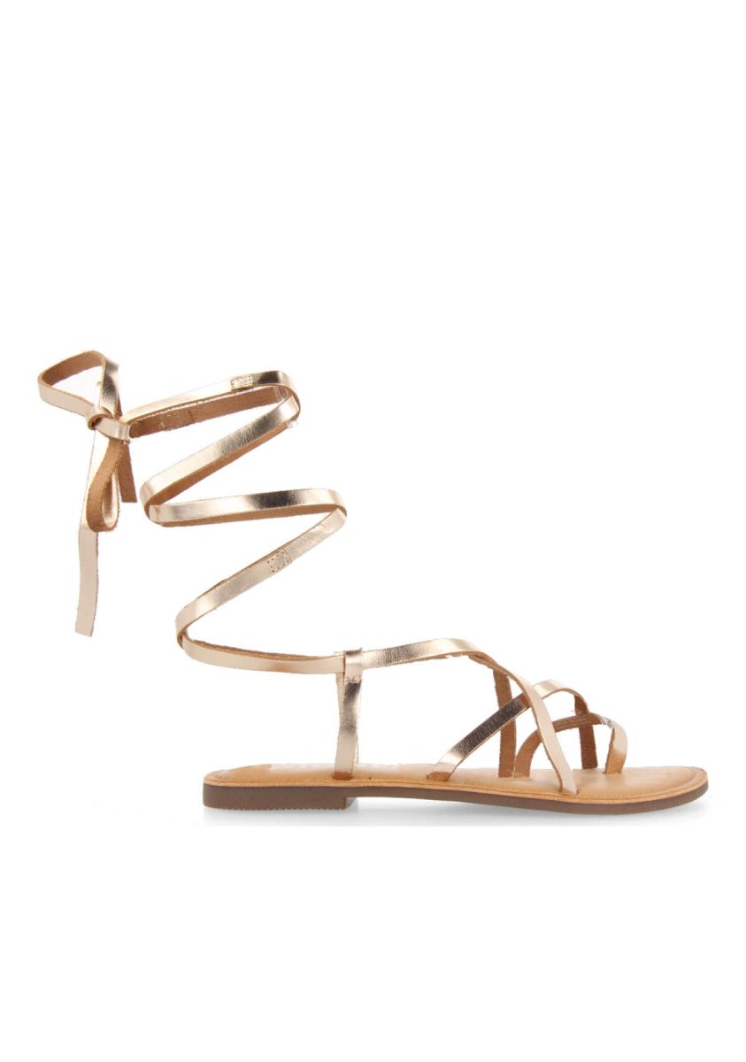 SANDALO BASSO IN PELLE ORO