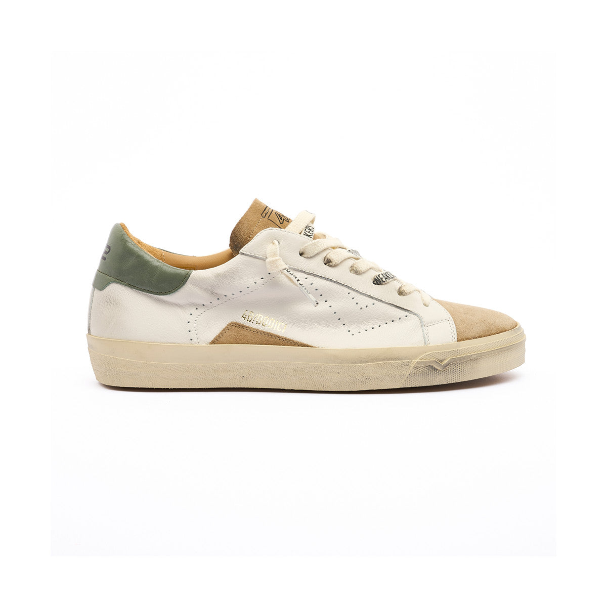 SNEAKERS IN PELLE BIANCO NOCCIOLA SALVIA