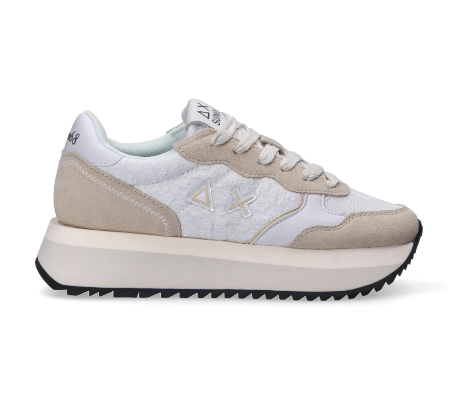 SNEAKERS IN TESSUTO E PELLE BIANCO