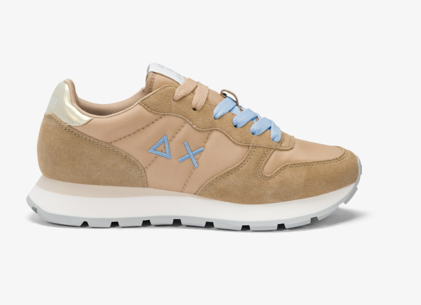 SNEAKERS IN TESSUTO E PELLE BEIGE