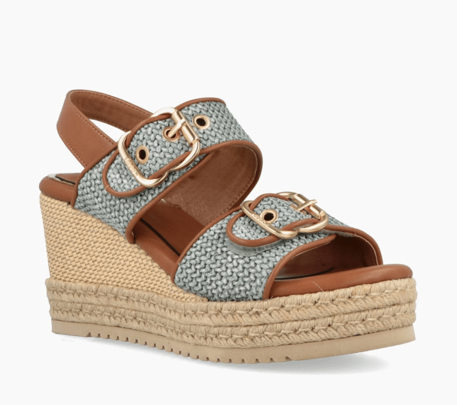 SANDALO ZEPPA IN TESSUTO E PELLE - CALZATURE - Due Piedi