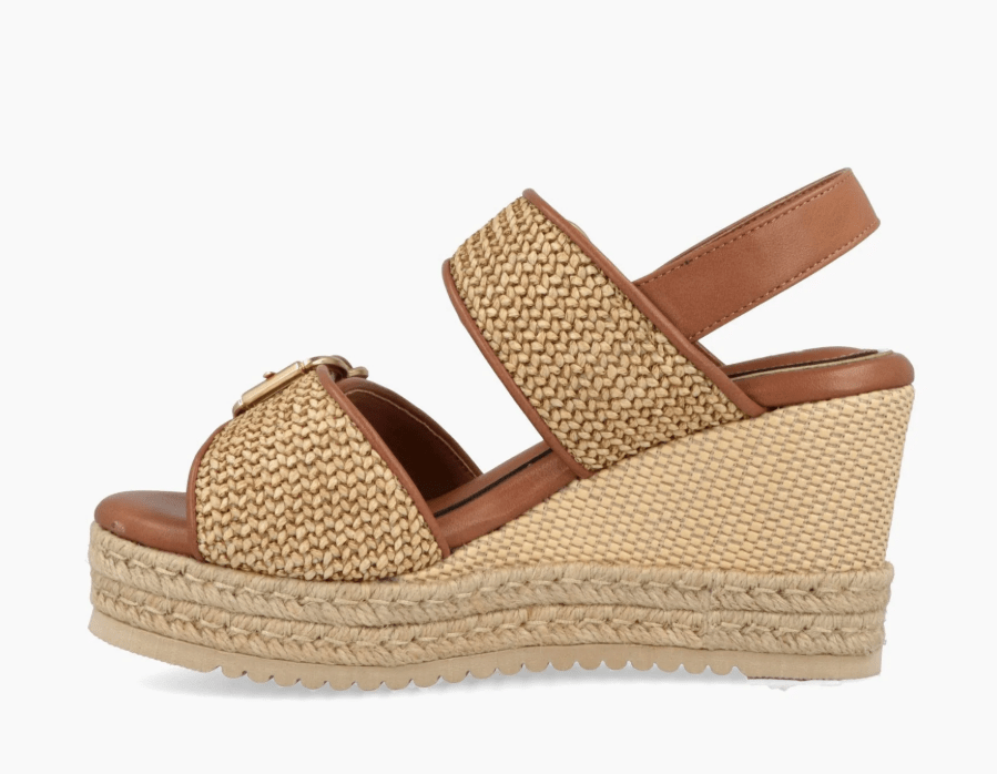 SANDALO ZEPPA IN TESSUTO E PELLE - CALZATURE - Due Piedi