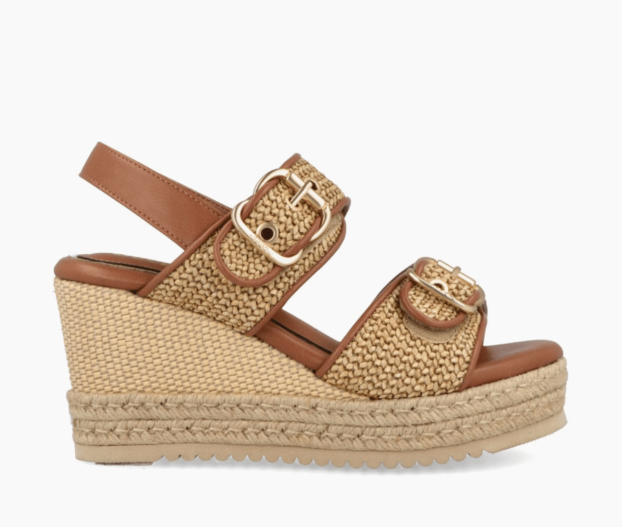 SANDALO ZEPPA IN TESSUTO E PELLE - CALZATURE - Due Piedi