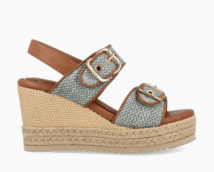 SANDALO ZEPPA IN TESSUTO E PELLE - CALZATURE - Due Piedi