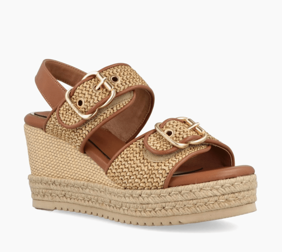SANDALO ZEPPA IN TESSUTO E PELLE - CALZATURE - Due Piedi