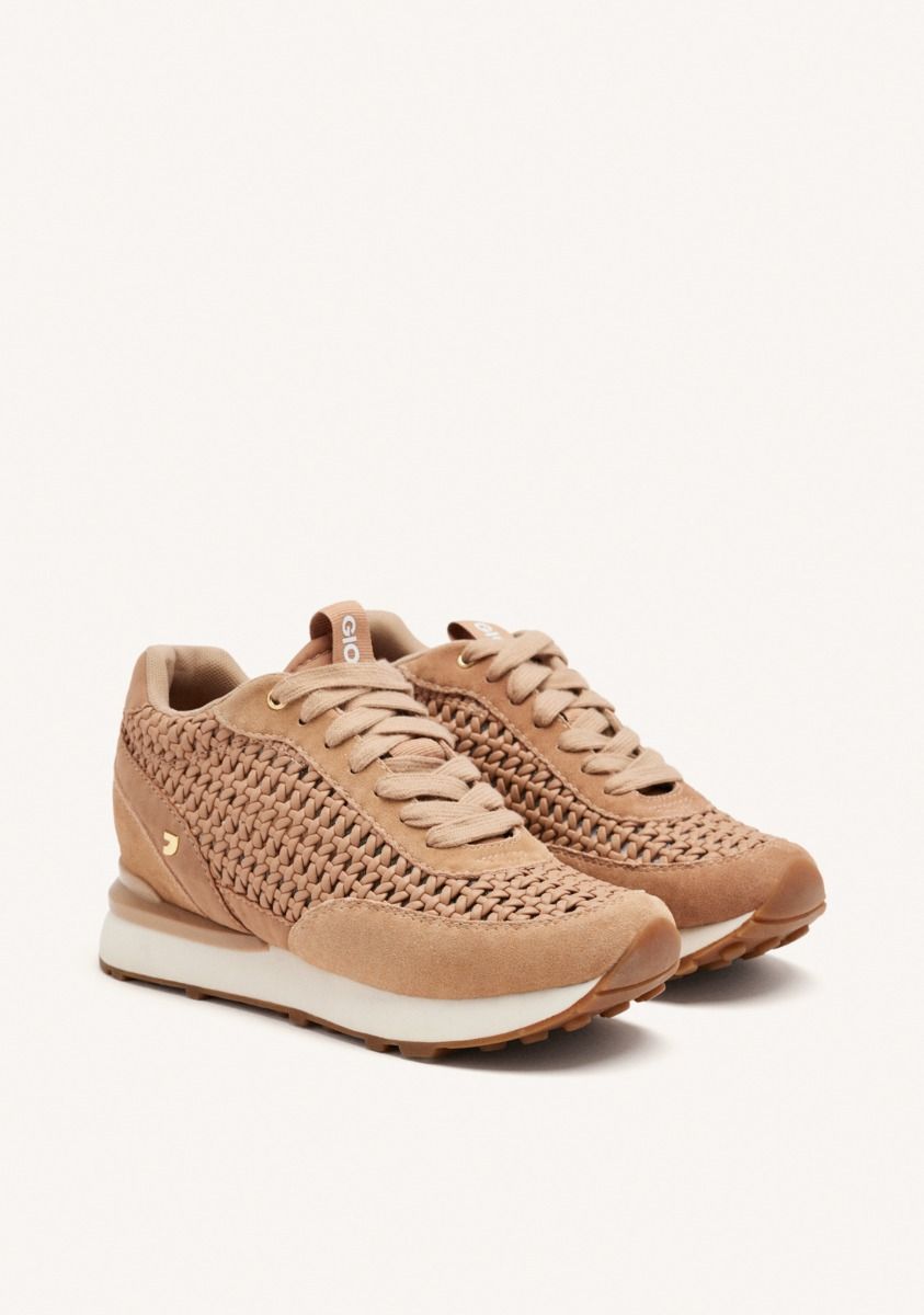 SNEAKERS TESSUTO E PELLE BEIGE - CALZATURE - Due Piedi